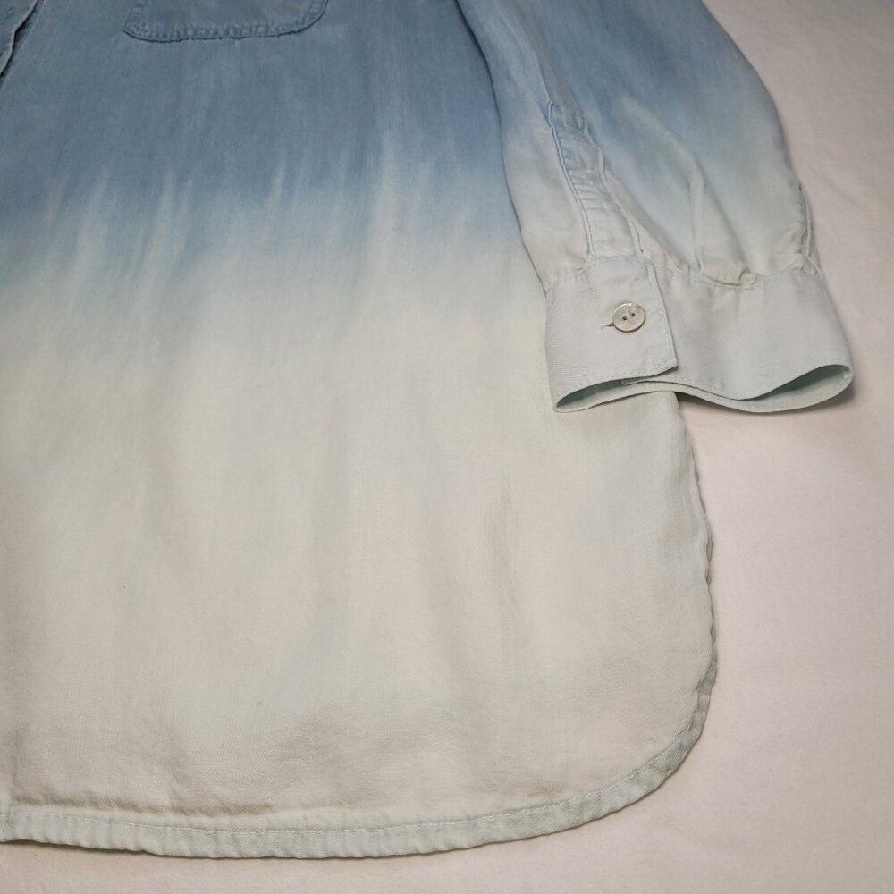 J.Jill Womens Button-Down Tunic Shirt Denim Ombre Blue White Chambray Coastal - Picture 5 of 12